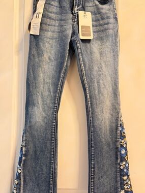 SB Brand embroidered flare jean
